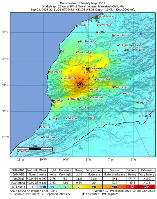 Earthquake 6.9 in Morocco on September 9