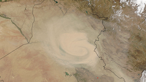 Cyclonic dust storm in the Middle East