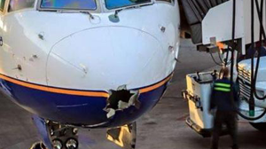 Lightning struck through the nose cone Boeing