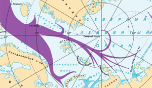 Sea currents of the Arctic Ocean