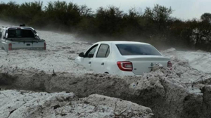 Snowdrifts from the hail in Argentina
