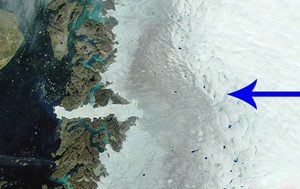 Dark areas on the Greenland Ice Sheet