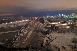 The collapse of the bridge in Orenburg