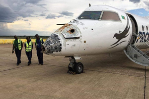 Aircraft falling in a strong storm in Zambia