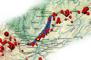 Earthquakes on Lake Baikal in 2021