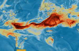 The eruption of the volcano La Soufriere