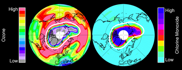 Озоновый слой над Арктикой в 2011 году